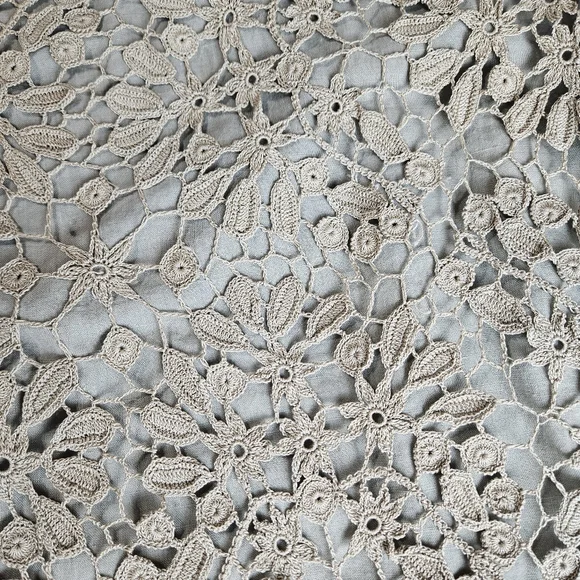 LIM'S Women Delicate Taupe Crochet Maxi Dress Size Large - Picture 6 of 15